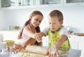 Children making biscuits