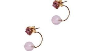 Pendientes dobles con cuarzo rosa