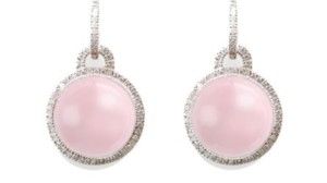Pendientes en oro blanco con cuarzo rosa