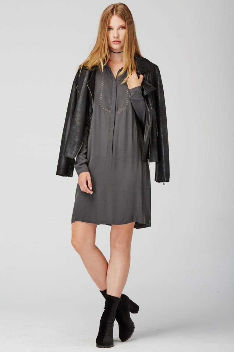 Vestido camisero en color gris
