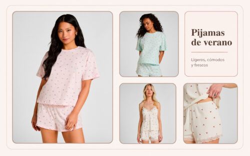 Collage de pijamas de mujer para verano con prendas ligeras y cómodas de Hunkemöller